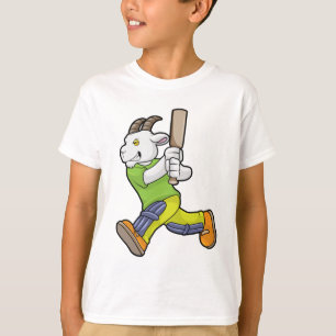 T-shirt Chèvre comme Batsman avec chauve-souris de cricket