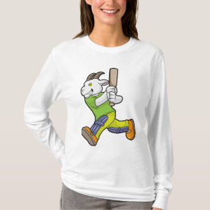 T-shirt Chèvre comme Batsman avec chauve-souris de cricket