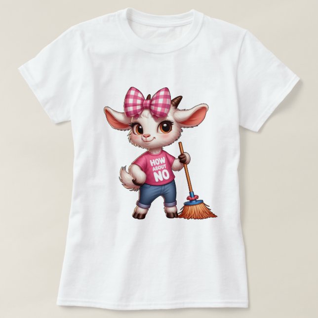 T-shirt Chèvre de dessin adorable avec la chèvre et la cha (Design devant)