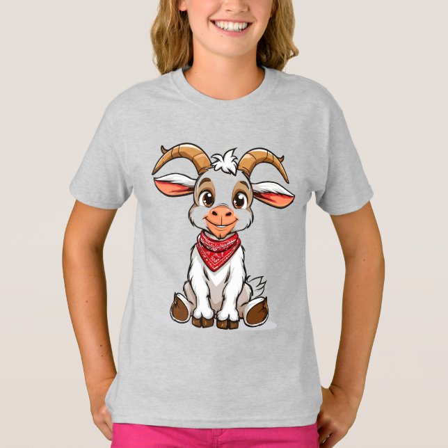 T-shirt Chèvre de dessin animé adorable (Devant)