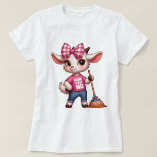 T-shirt Chèvre de dessin animé adorable avec un nœud et un