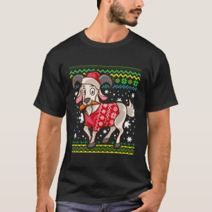T-shirt Chèvre de Kawaii portant un laide de Noël
