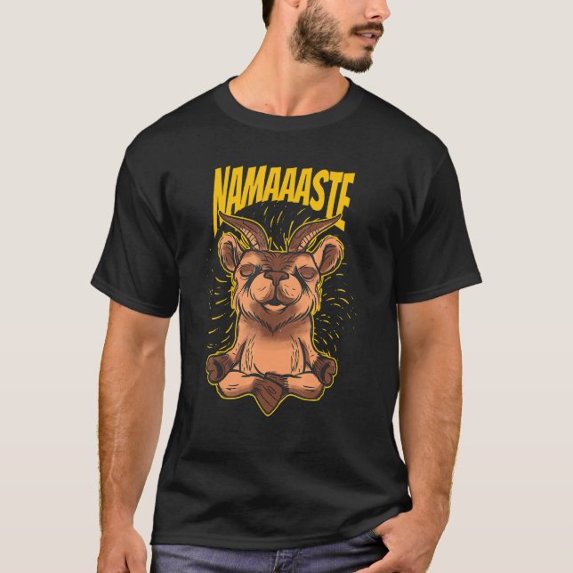 T-shirt Chèvre de méditation zen yoga Omm (Devant)