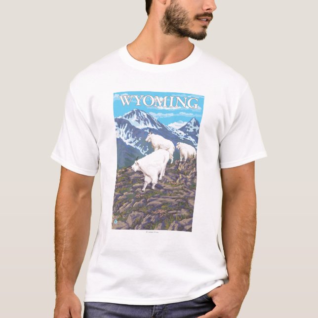 T-shirt Chèvre de montagne blanche FamilyWyoming (Devant)