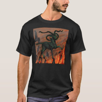 T-shirt Chèvre démoniaque verte à quatre cornes aux enfers