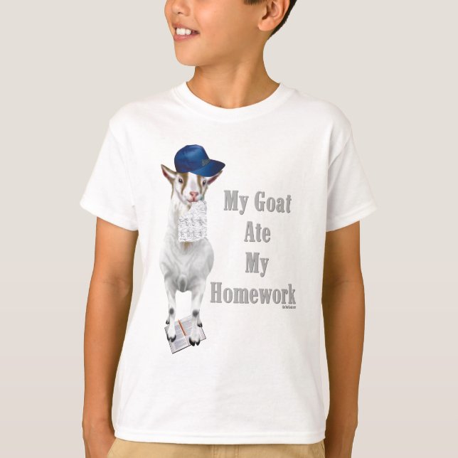 T-shirt Chèvre drôle Mange Mes devoirs (Devant)