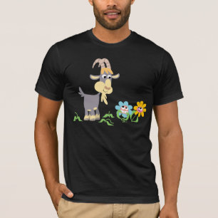 T-shirt chèvre et fleurs en caricature mignonne