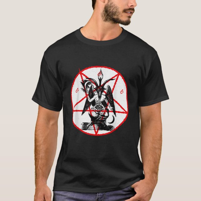 T-shirt Chèvre foncée Baphomet Satanique Lucifer Beelzebub (Devant)