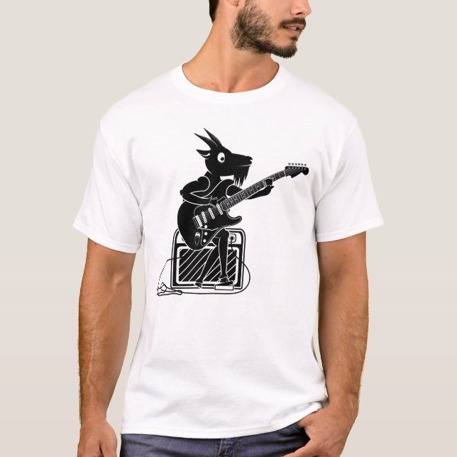 T-shirt Chèvre jouant une guitare électrique (Devant)