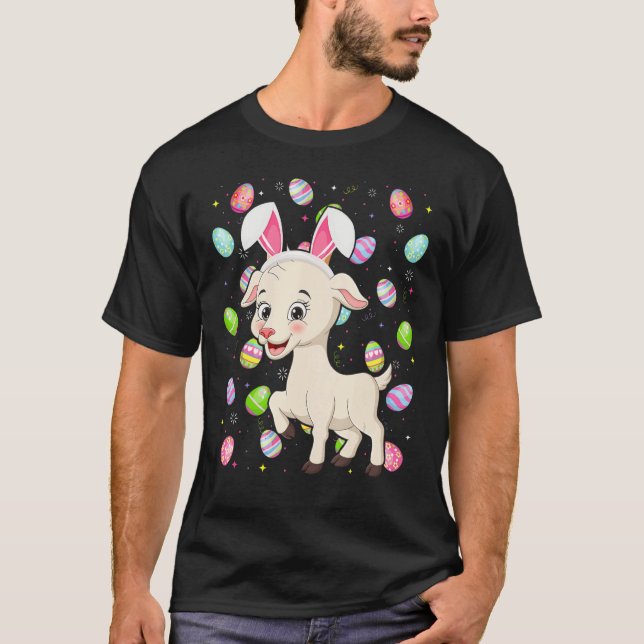T-shirt Chèvre lapin Oeuf de Pâques Drôle Chèvre dimanche  (Devant)