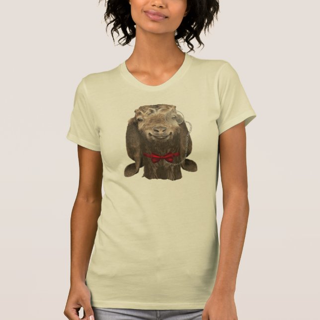T-shirt Chèvre Nubienne Drôle Avec Monocle (Devant)