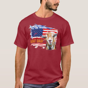 T-shirt Chèvre Papa Américain USA Flag Farmer