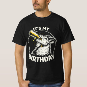 T-shirt Chèvre qui lampe de la bière C'est mon anniversair