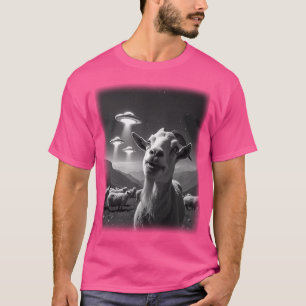 T-shirt Chèvre réfrigérée Ufo Animal Selfie Un Amusant Et