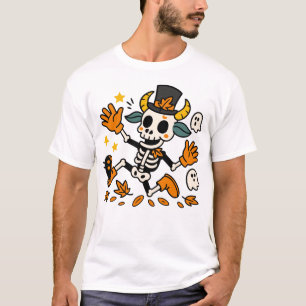 T-shirt Chèvre squelette effrayante mignonne avec chapeau
