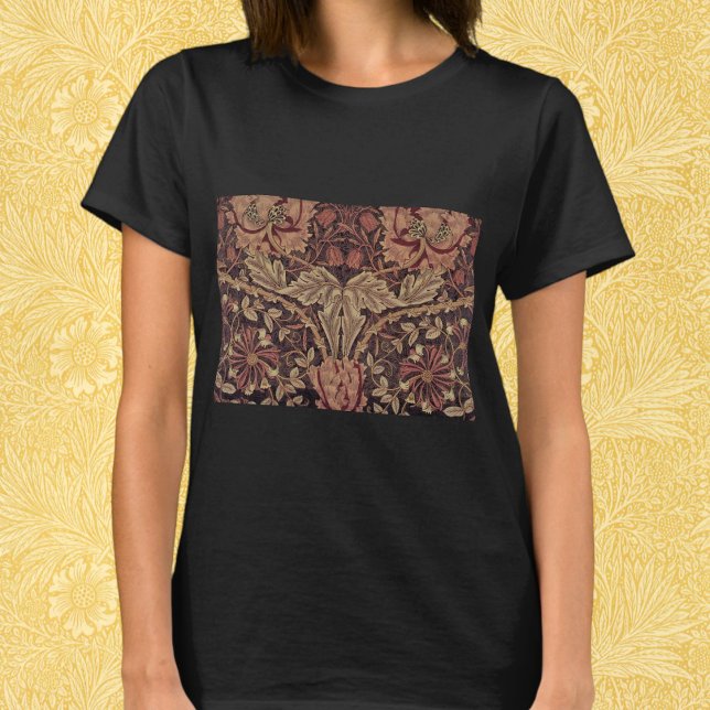 T-shirt Chèvrefeuille par William Morris, Art de fleurs de (Honeysuckle by William Morris, Garden Flowers Art T-Shirt)