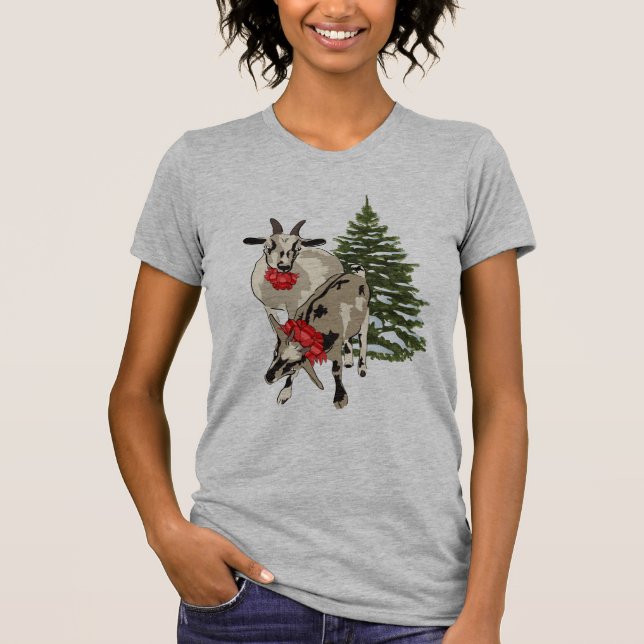 T-shirt Chèvres et Sleepshirt Arbre de Noël Chemise Robe (Devant)