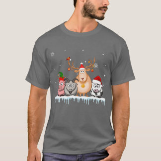 T-shirt Chèvres lumières de Noël Drôle ferme animal Noël