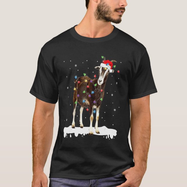 T-shirt Chèvres Père Noël Noël Lumières Noël Chèvre (Devant)