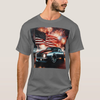 T-shirt Chevrolet Camaro et le drapeau américain par Gas A