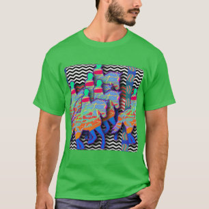 T-shirt Chevron Horses Et Riders Green