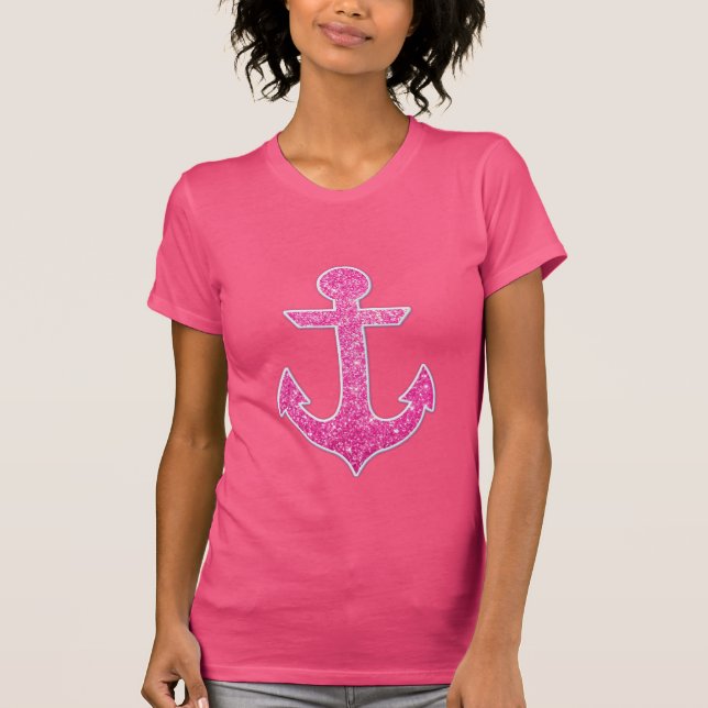 T-shirt Chevron rose de bleu d'ancre de parties (Devant)