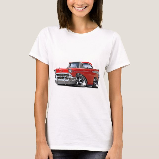 T-shirt Chevy 1957 Belair Rod d'un rouge ardent (Devant)