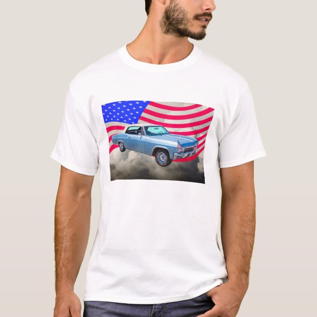 T-shirt Chevy Impala 327 Drapeau Américain 1965 (Devant)