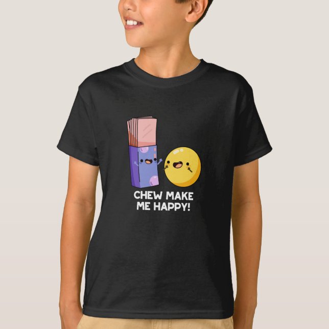 T-shirt Chew Me Rendre Joyeux Bonbon Pun de Bonbons Foncé  (Devant)