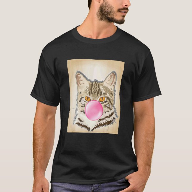 T-shirt Chewing-gum au Bubble Chat Félin (Devant)