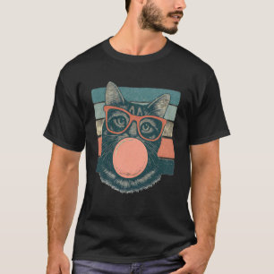 T-shirt Chewing-gum bulles chat drôle chat mignon rétro