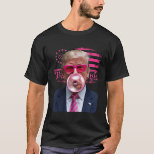 T-shirt Chewing-gum bulleux rose Trump 4 juillet drapeau a