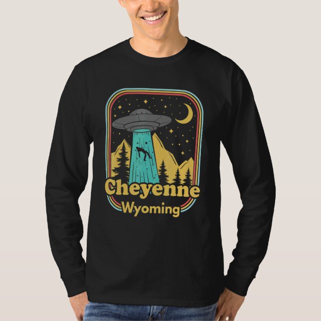 T-shirt Cheyenne Wyoming Ufo Alien 80s Rétro Fierté de l'É (Devant)
