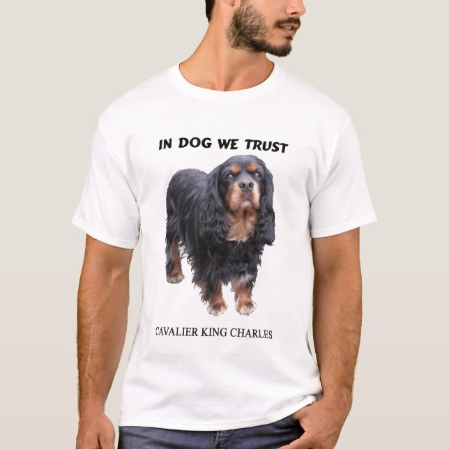 T-shirt Chez le chien nous cavalier noir et bronzage de (Devant)