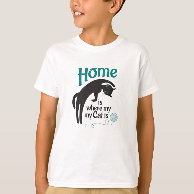 T-shirt Chez moi, où est mon chat (Devant)