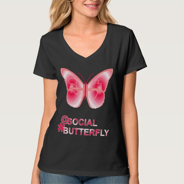 T-shirt Chez Social Hashtag Papillon (Devant)