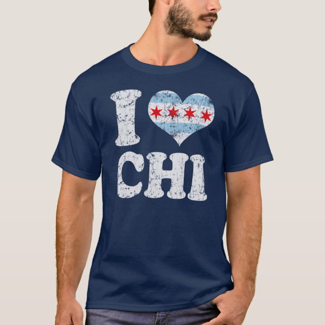 T-shirt CHI de drapeau de Chicago du coeur I (Devant)