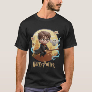 T-shirt Chibi 3D Harry Potter volant sur Broomstick Cute L