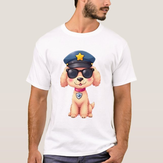 T-shirt Chibi Anime Police Chien Caniche (Devant)