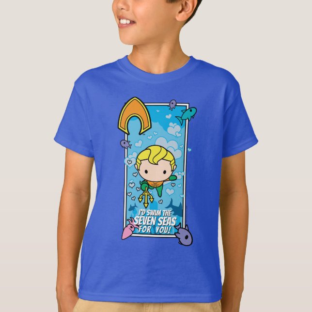 T-shirt Chibi Aquaman - Je nagerai Les Sept Mers (Devant)