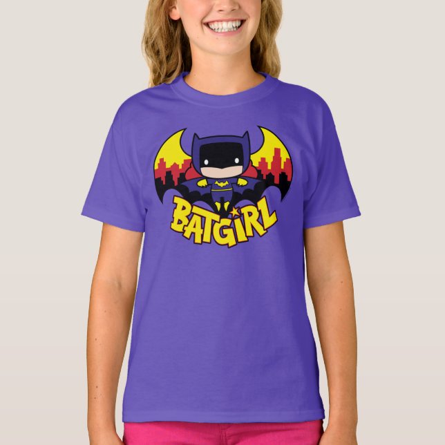 T-shirt Chibi Batgirl avec Gotham Skyline & Logo (Devant)