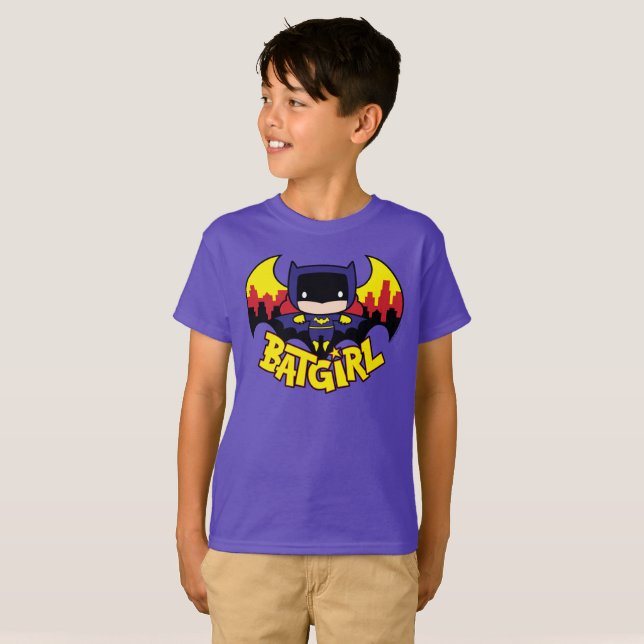 T-shirt Chibi Batgirl avec Gotham Skyline & Logo (Devant entier)