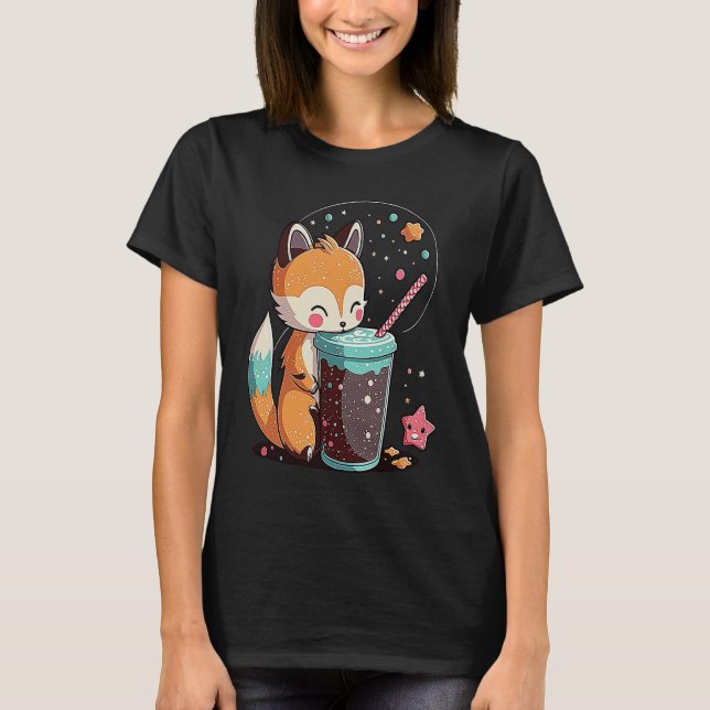 T-shirt Chibi Bubble Tea Fox  Boba Tea (Devant)