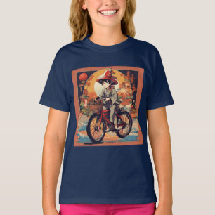 T-shirt Chibi Caractère Hommes Monter Vélo Imprimé Enfants