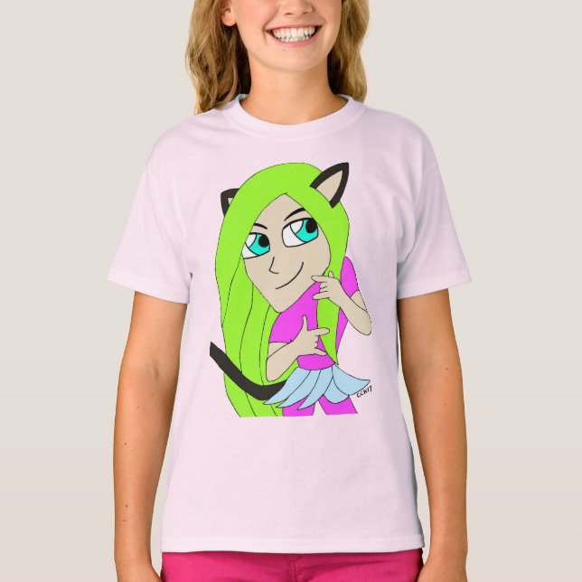 T-shirt chibi catgirl (Devant)