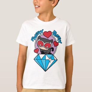 T-shirt Chibi Catwoman Sitting Atop Large Diamond