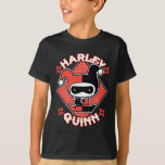 T-shirt Chibi Harley Quinn Splits<br><div class="desc">Check out Chibi Harley Quinn as she does the splits in front of a red polka dot diamond backdrop with her name written around her.</div>