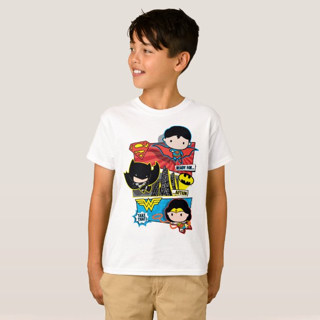 T-shirt Chibi Héros Prêts À L'Action ! (Devant entier)