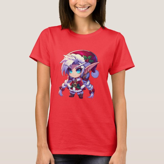 T-shirt Chibi Imaginaire Elfe de Noël (Devant)