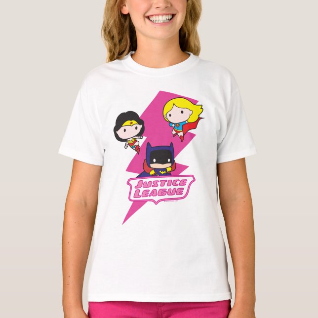 T-shirt Chibi Justice League Éclair rose (Devant)